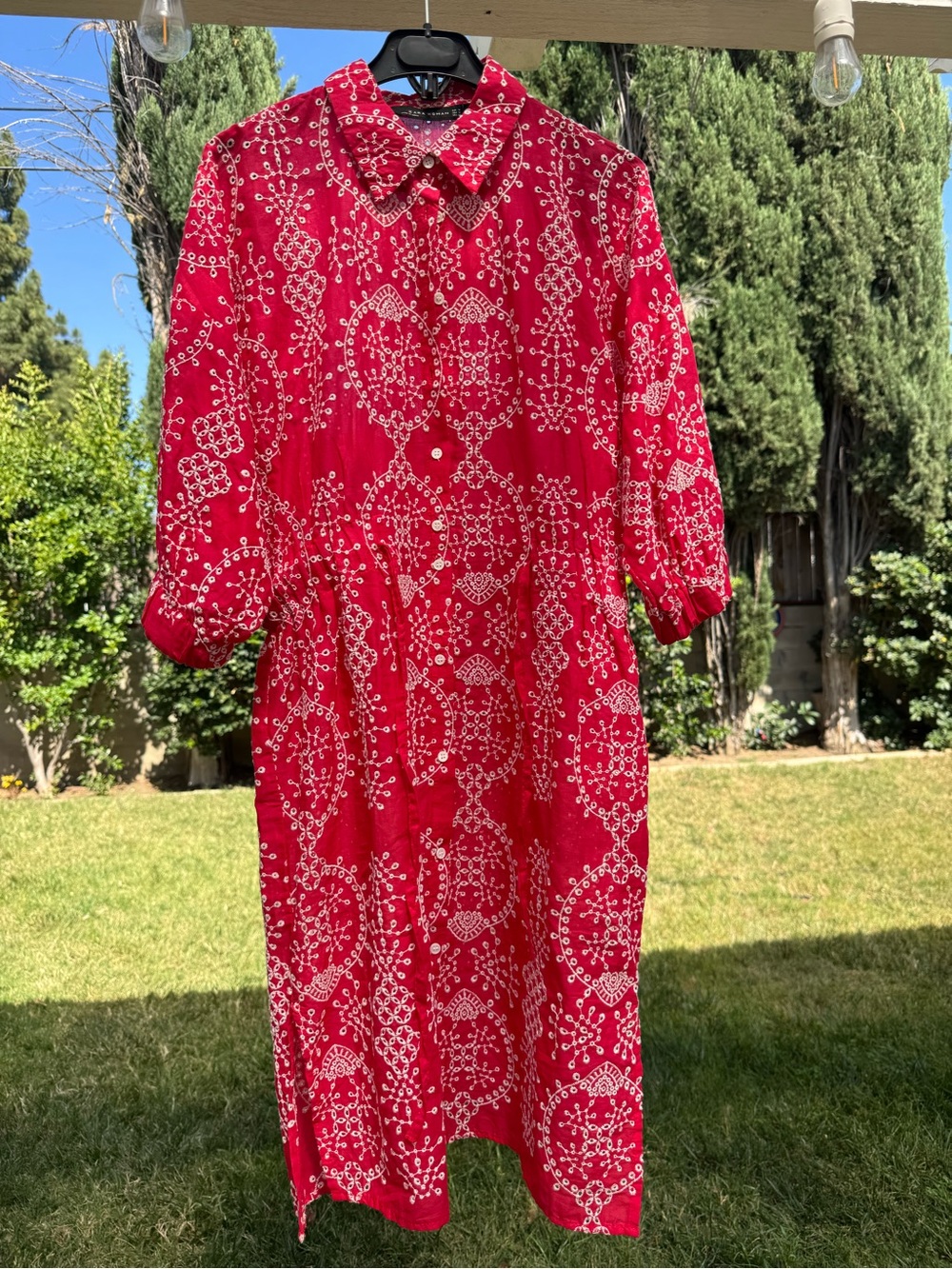 Embroidered Cotton  Button-Front Women’s Dress